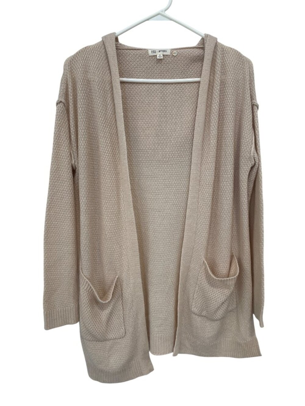 FSL Apparel Cardigan Sweater Size Medium Hooded Open Front Long Sleeve Knitwear